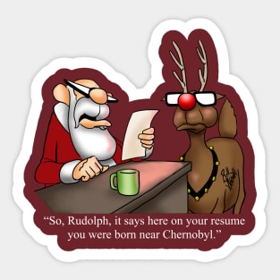 Funny Christmas Holiday Reindeer Cartoon Humor Sticker